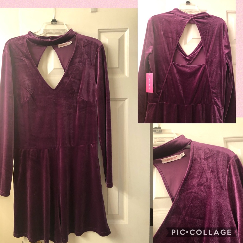 Purple velvet jumpsuit
